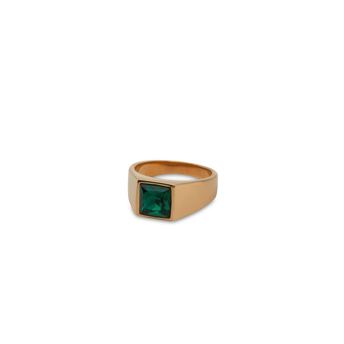 Embedded Crystal Gold Ring - MenSuits