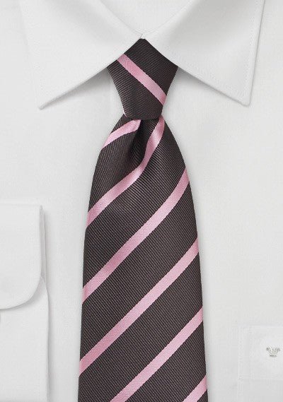 Espresso and Pink Repp&Regimental Striped Necktie - MenSuits