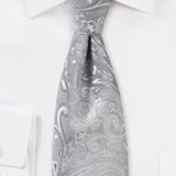 Festive Silver Proper Paisley Necktie - MenSuits