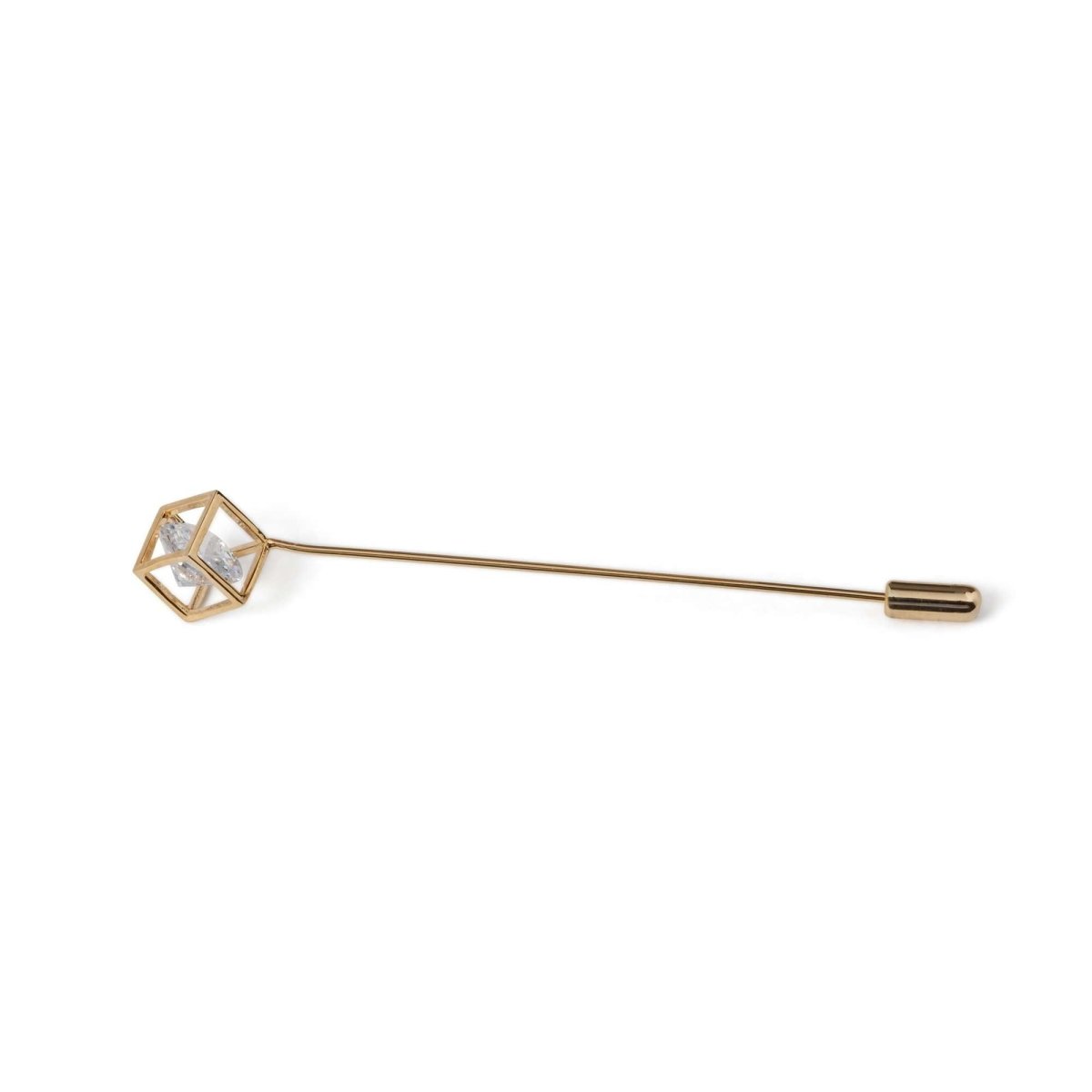 Gold Boxed Crystal Lapel Pin - MenSuits