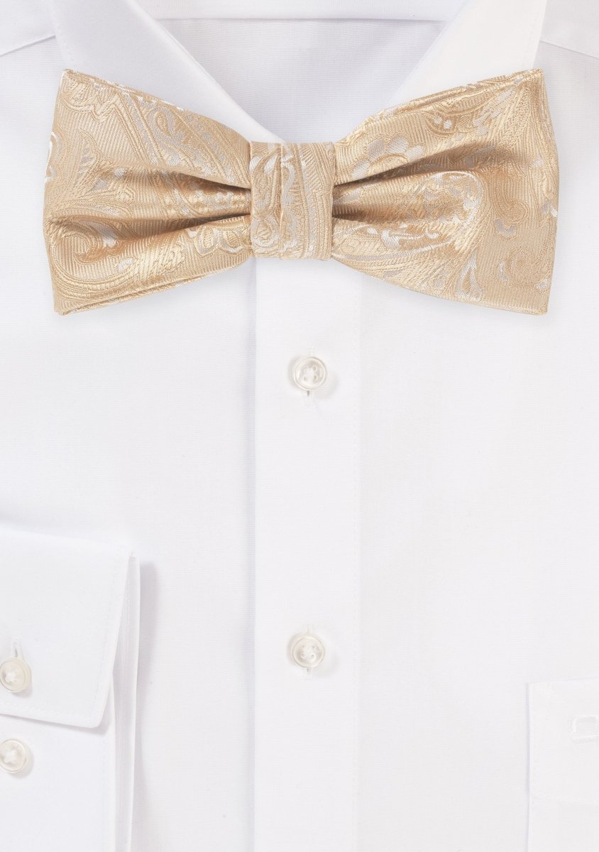 Golden Champagne Proper Paisley Bowtie - MenSuits