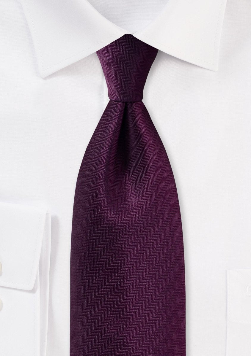 Grape Purple Herringbone Necktie - MenSuits