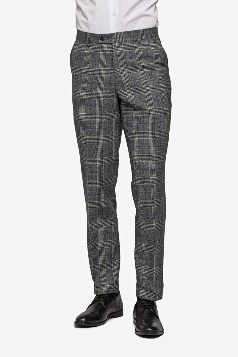 Gray Blue Flannel Plaid 3 Piece Suit | Flannel Suits Starting At $249