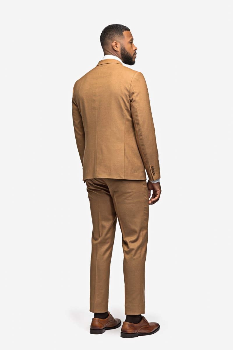 Honey Brown Flannel 3 Piece Suit - MenSuits