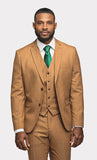 Honey Brown Flannel 3 Piece Suit - MenSuits