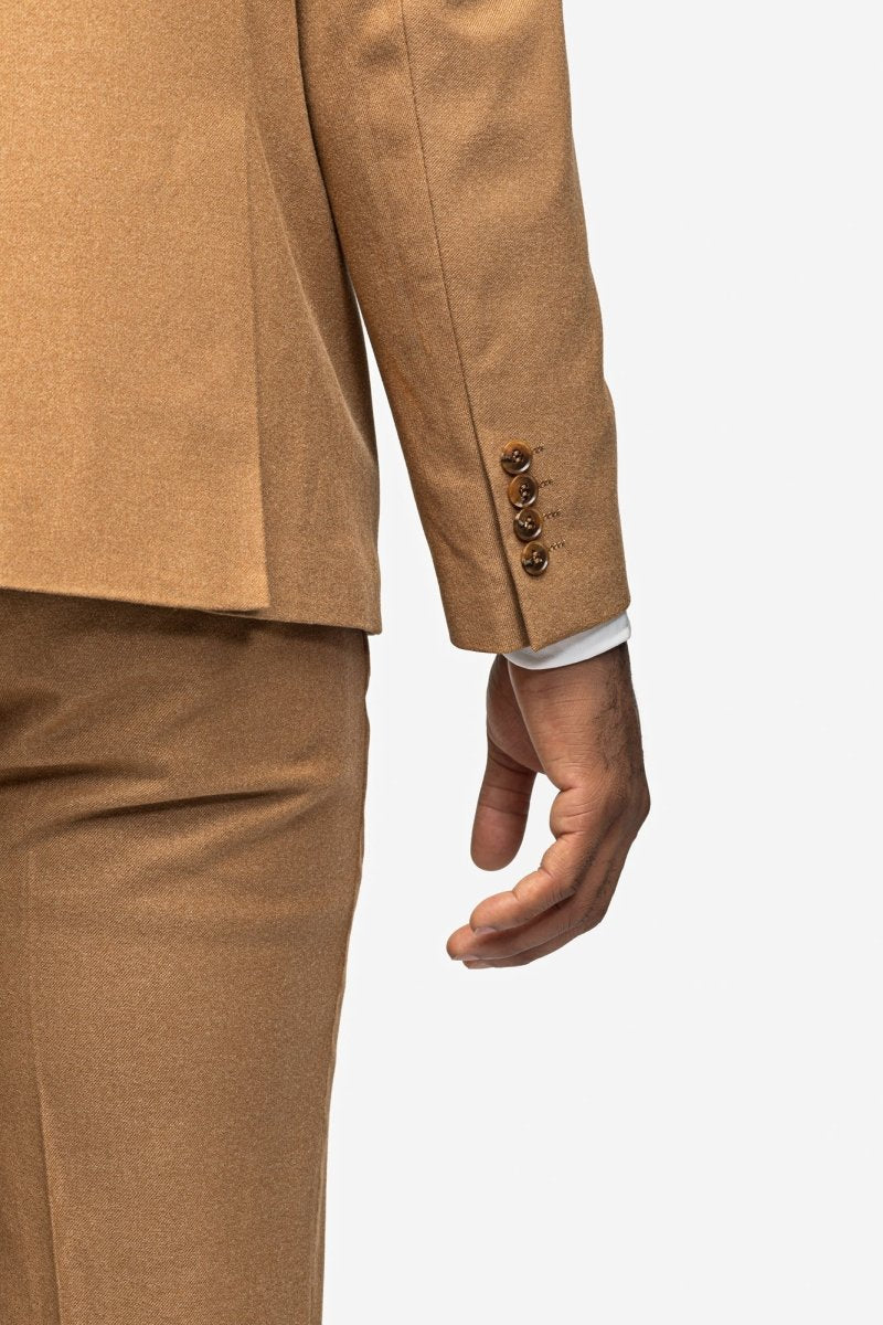 Honey Brown Flannel 3 Piece Suit - MenSuits