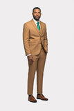 Honey Brown Flannel 3 Piece Suit - MenSuits