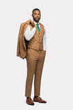 Honey Brown Flannel 3 Piece Suit - MenSuits