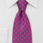 Hot Pink and Silver Polka Dot Necktie - MenSuits
