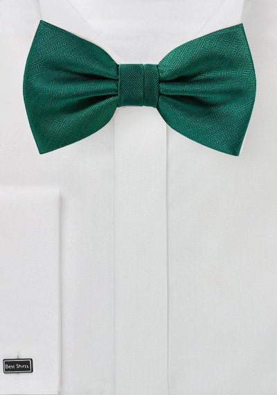 Hunter Green Herringbone Bowtie - MenSuits