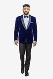 Indigo Blue Velvet Shawl Lapel Tuxedo - MenSuits