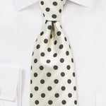 Ivory and Brown Polka Dot Necktie - MenSuits