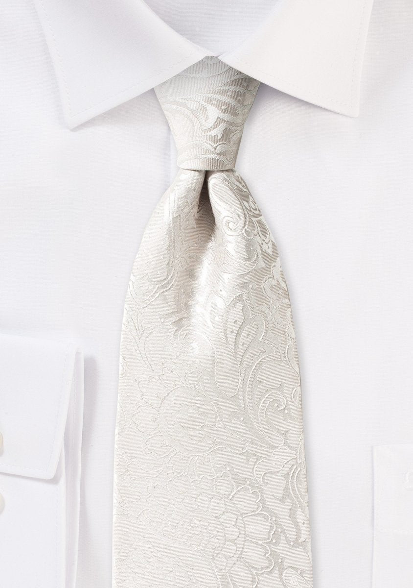 Ivory Floral Paisley Necktie - MenSuits