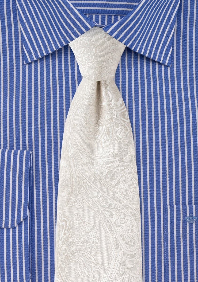 Ivory Proper Paisley Necktie - MenSuits