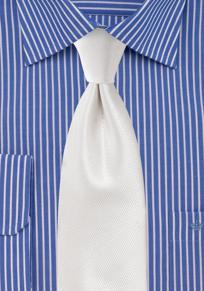 Ivory Small Texture Necktie - MenSuits