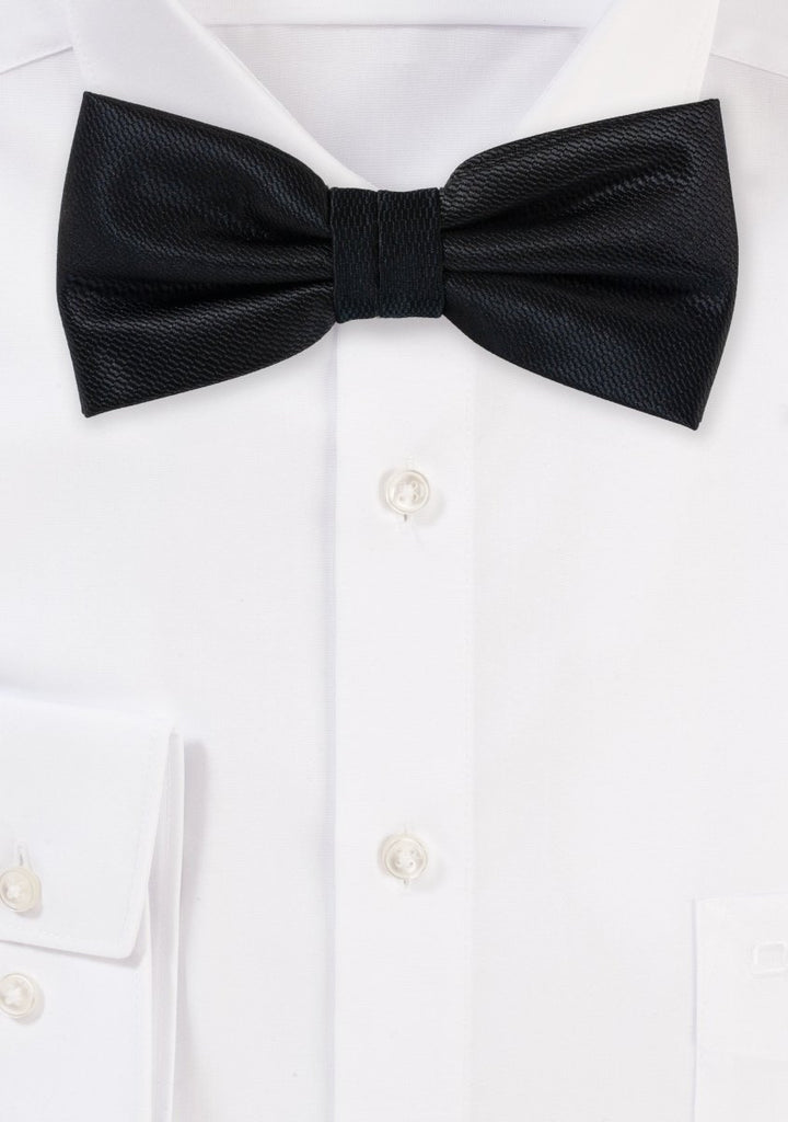Jet Black Small Texture Bowtie - MenSuits