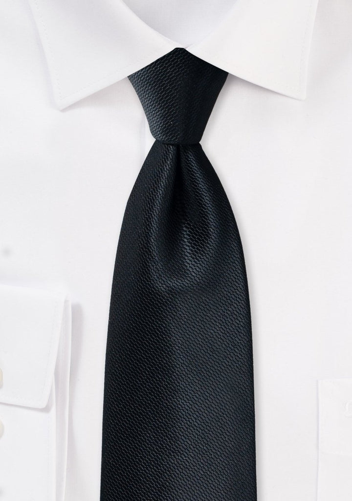 Jet Black Small Texture Necktie - MenSuits