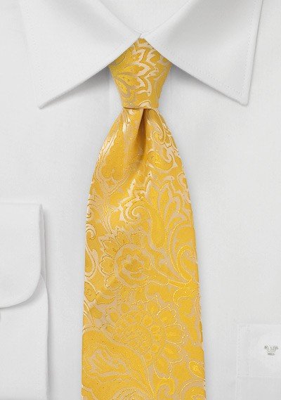 Lemon Floral Paisley Necktie - MenSuits