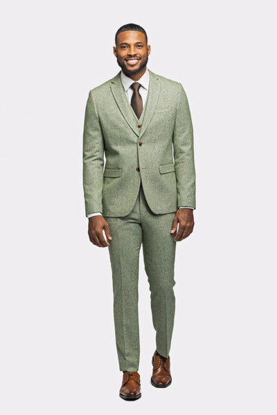 Light Green Tweed 3 Piece Suit, 48 / 42 Light Green Tweed 3 Piece Suit, 48 / 42