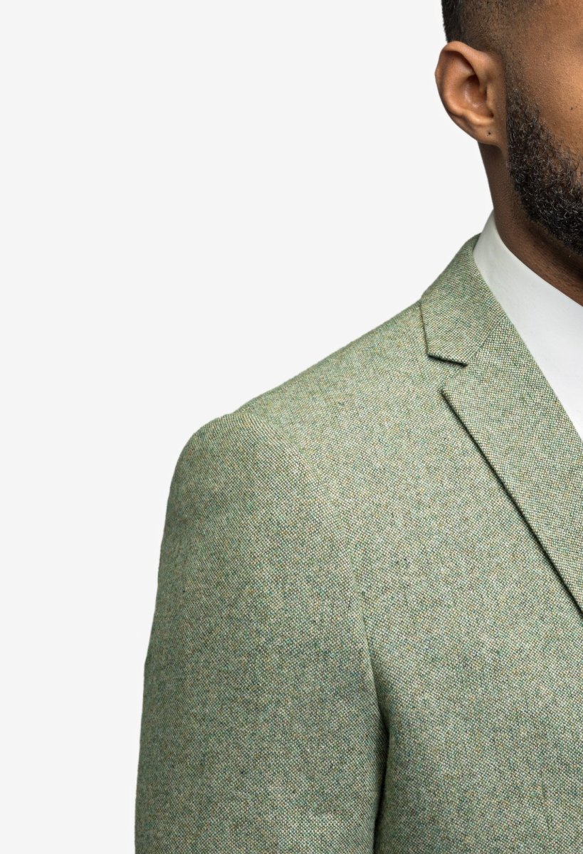 Light Green Tweed 3 Piece Suit - MenSuits