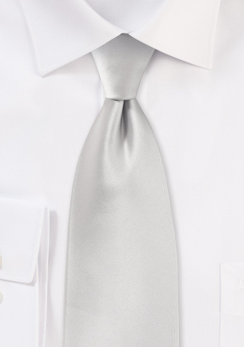 Light Silver Solid Necktie - MenSuits