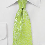 Lime Floral Paisley Necktie - MenSuits