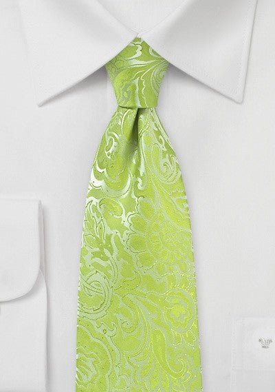 Lime Floral Paisley Necktie - MenSuits