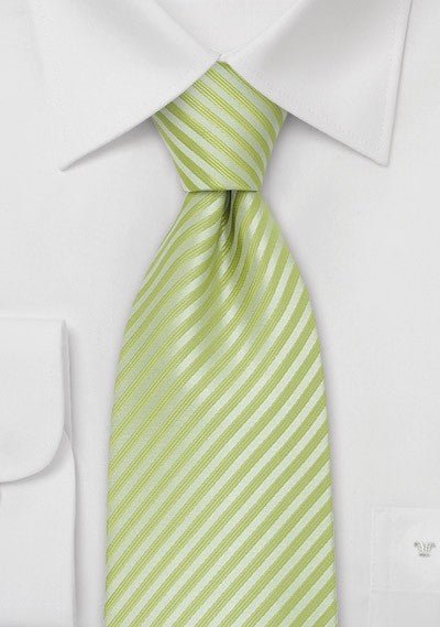 Lime Narrow Striped Necktie - MenSuits