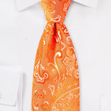 Mandarin Orange Proper Paisley Necktie - MenSuits