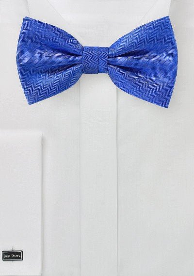 Marine Blue Herringbone Bowtie - MenSuits