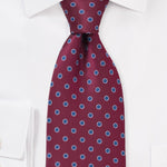 Merlot Red and Royal Blue Polka Dot Necktie - MenSuits