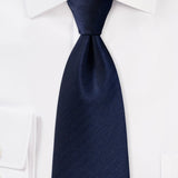 Midnight Blue Herringbone Necktie - MenSuits