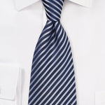 Midnight Blue Narrow Striped Necktie - MenSuits
