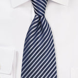 Midnight Blue Narrow Striped Necktie - MenSuits