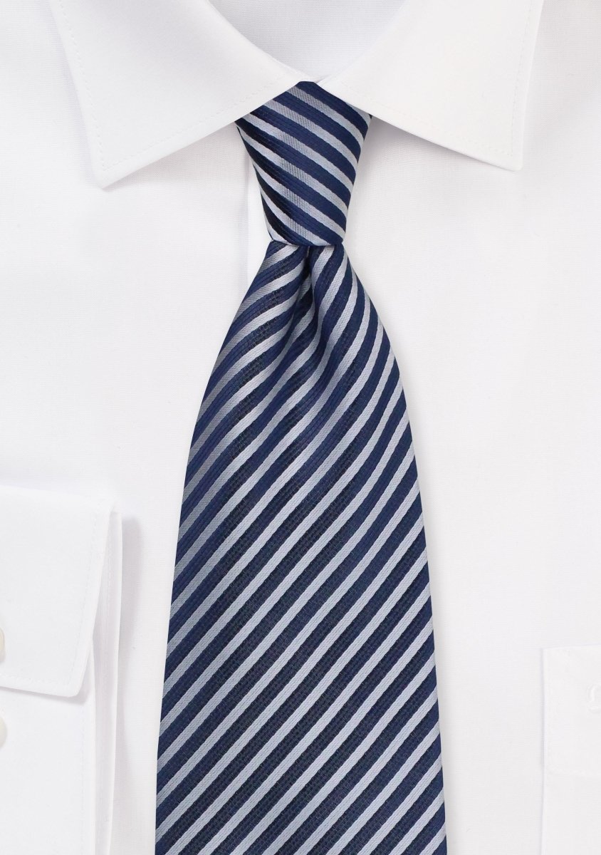 Midnight Blue Narrow Striped Necktie - MenSuits