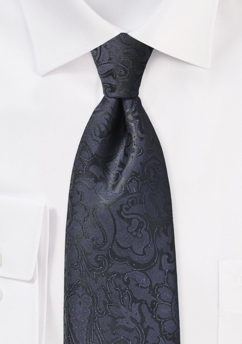 Midnight Floral Paisley Necktie - MenSuits