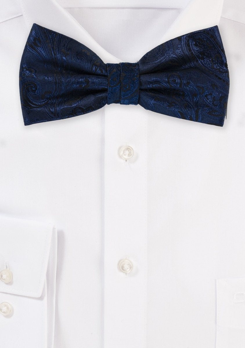 Midnight Navy Proper Paisley Bowtie - MenSuits
