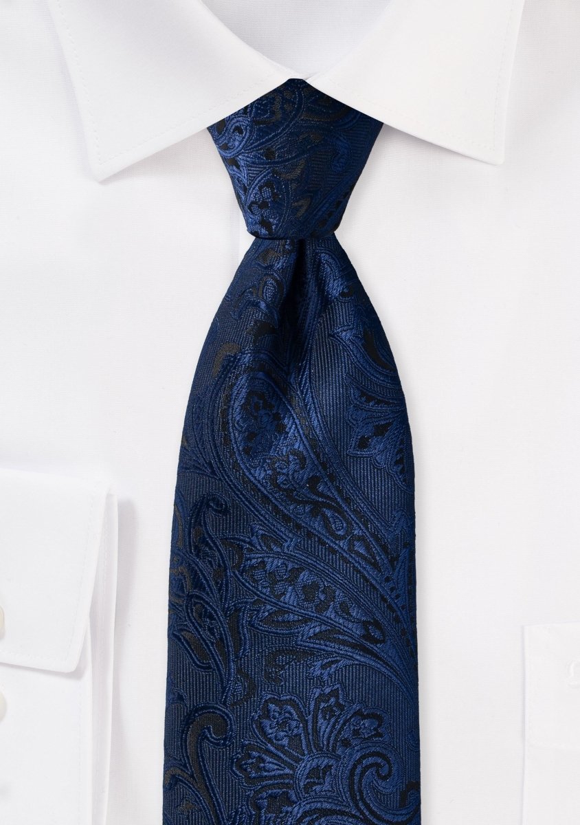 Midnight Navy Proper Paisley Necktie - MenSuits