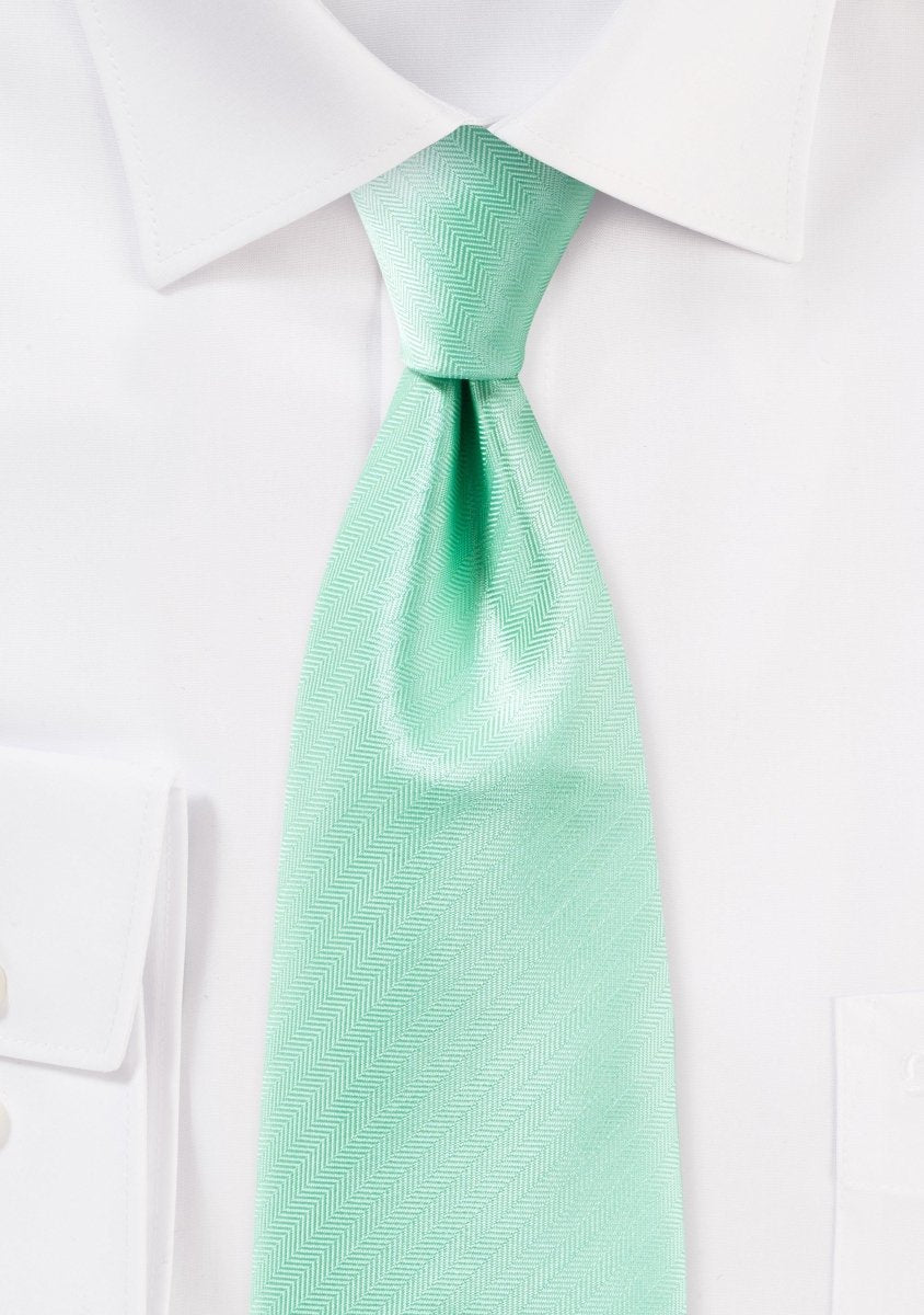 Mint Herringbone Necktie - MenSuits