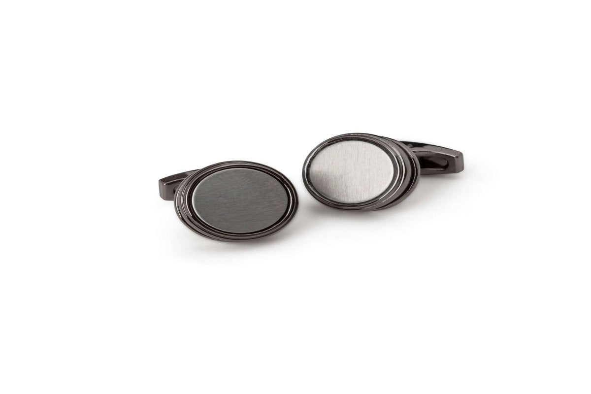 Modern Gun Metal Brushed Round Cufflinks - MenSuits