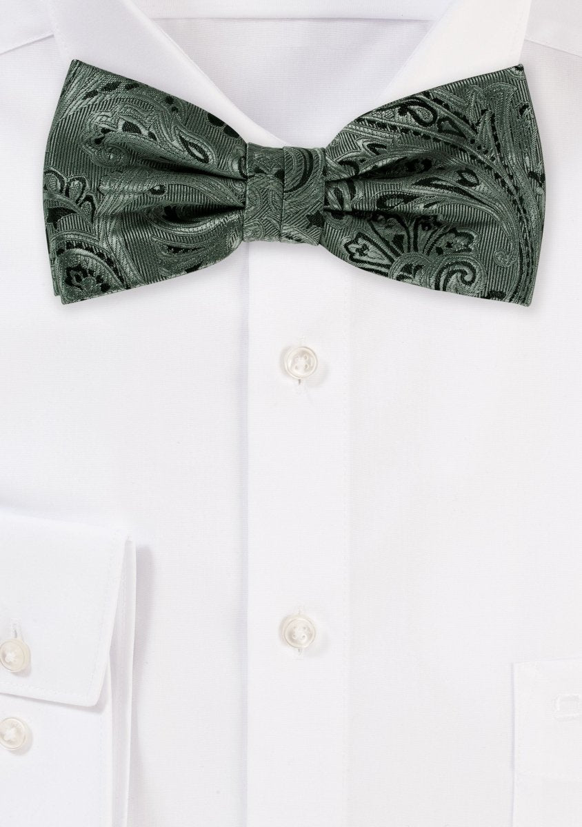 Moss Green Proper Paisley Bowtie - MenSuits