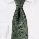 Moss Green Proper Paisley Necktie - MenSuits