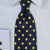 Navy and Lemon Yellow Polka Dot Necktie - MenSuits