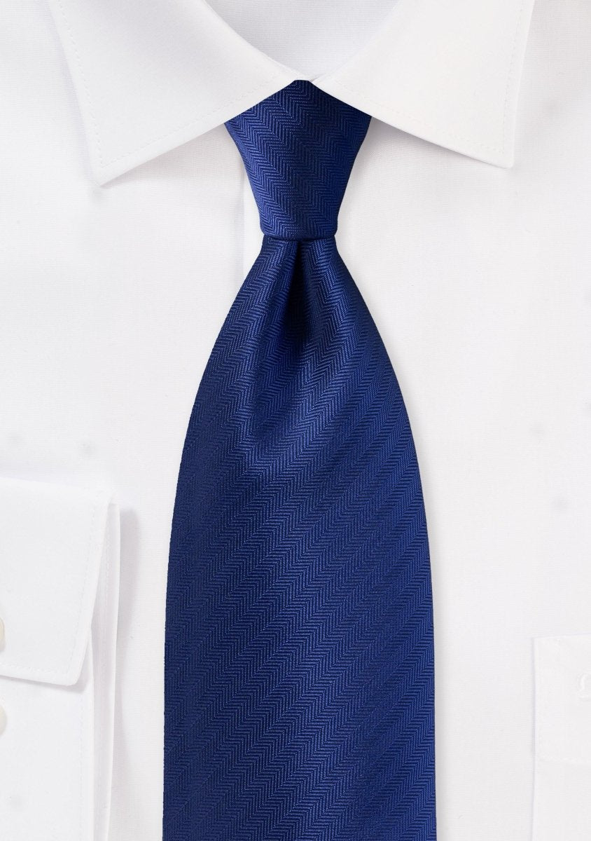 Navy Herringbone Necktie - MenSuits
