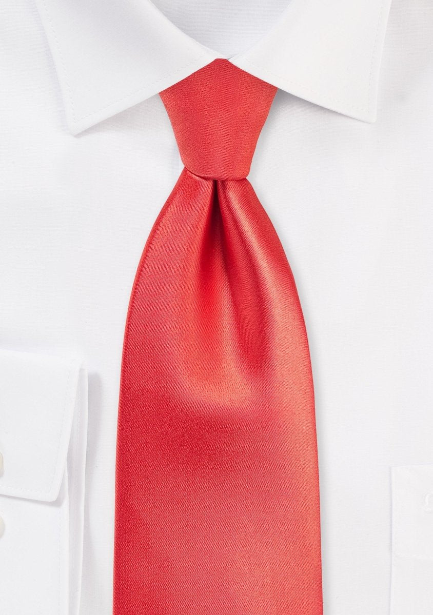 Neon Coral Solid Necktie - MenSuits