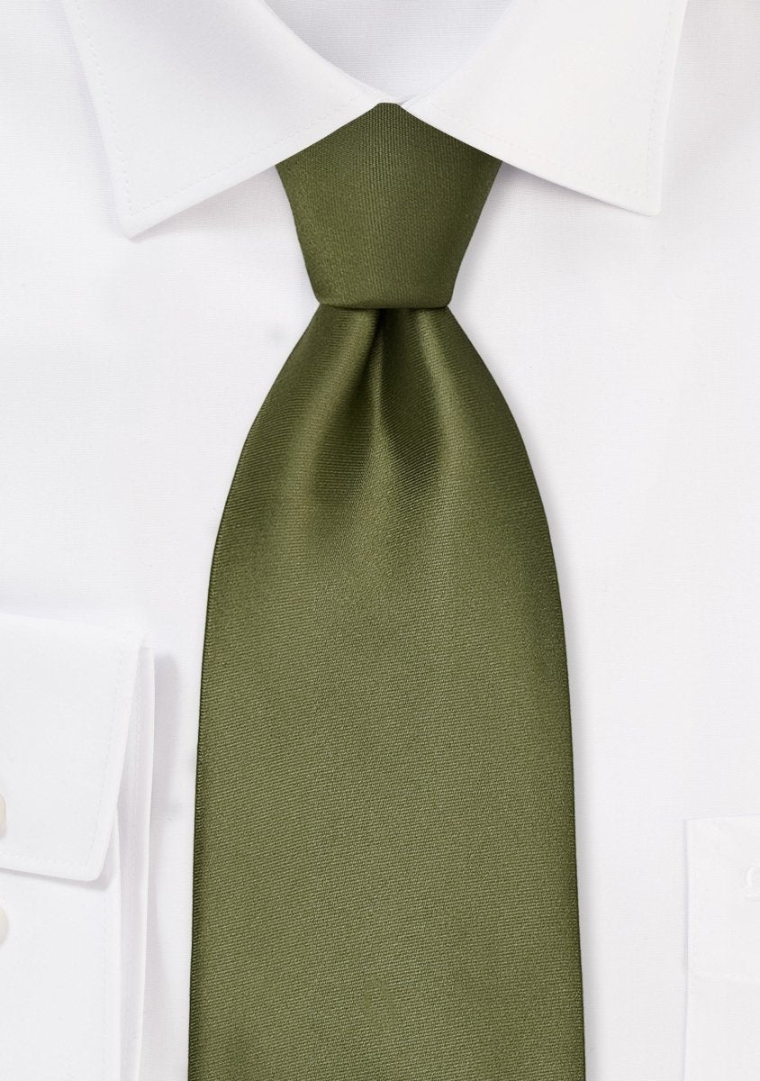 Olive Solid Necktie - MenSuits