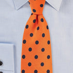 Orange and Navy Polka Dot Necktie - MenSuits