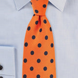 Orange and Navy Polka Dot Necktie - MenSuits