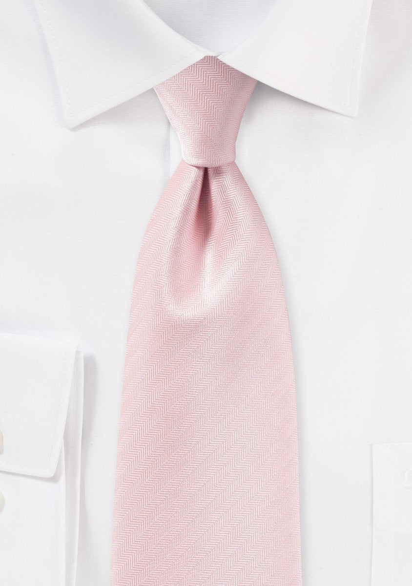Peach Blush Herringbone Necktie - MenSuits