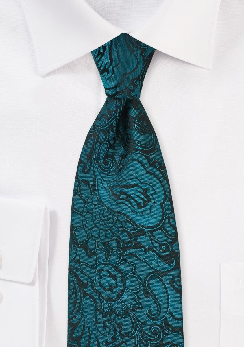 Peacock Floral Paisley Necktie - MenSuits